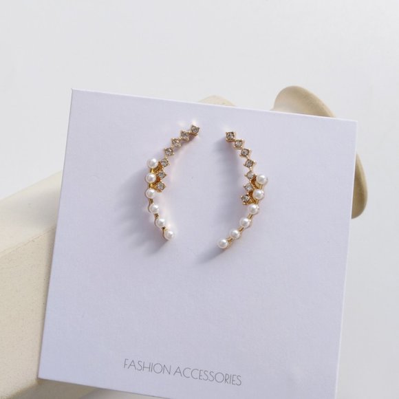 💙Sterling Silver Pearl Dream Wave Earrings - Picture 5 of 7